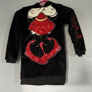 Minnie Mouse fleece top with hoodie, girl size 6-7